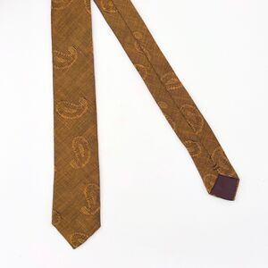 Vintage 1970s Jordache Skinny Tie Brown Gold Paisley Classic Mod Made USA